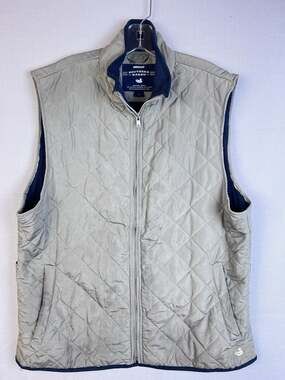 Southern Marsh Quilted Vest Men Large Taupe Zip Front Fleece Lined GORPcore